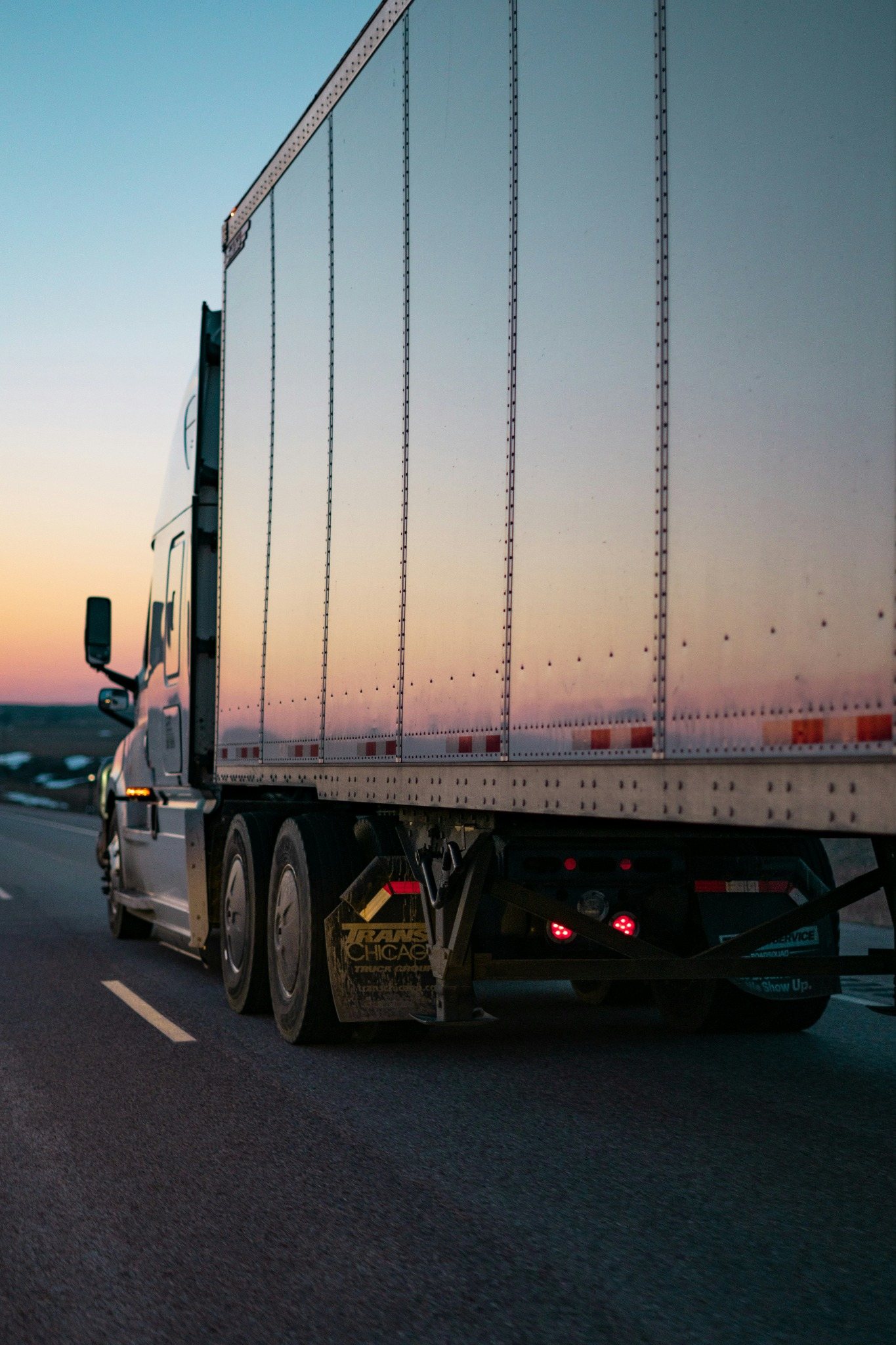 Semi truck and trailer on the highway